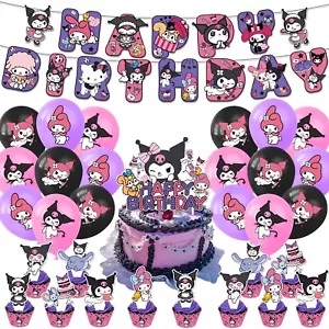Cute Kuromi & My Melody Birthday Party Supplies Balloons Banner Cake Toppers Set - Picture 1 of 8