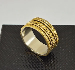 Rope Pattern Solid Brass Designer Spinner Ring Meditation Ring Handmade Jewelry - Picture 1 of 5