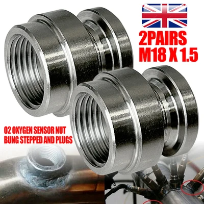 2Set O2 Oxygen Sensor Bung M18x1.5 Exhaust Lambda Boss Nut Weld on 304 Stainless - Image 1 of 4
