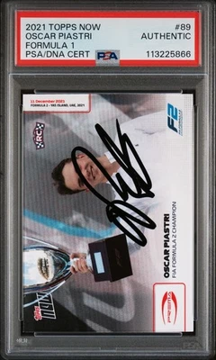 OSCAR PIASTRI SIGNED F1 TOPPS NOW F2 CHAMPION ROOKIE CARD 2021 PSA AUTHENTIC - Image 1 of 2