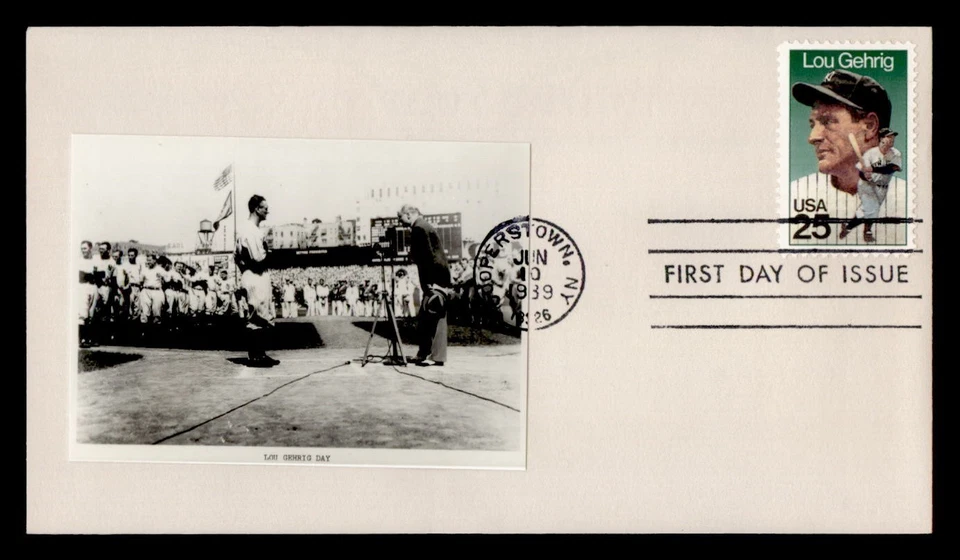 DR WHO 1989 FDC BASEBALL LOU GEHRIG REAL PHOTO CACHET M60353 - Image 1 of 2