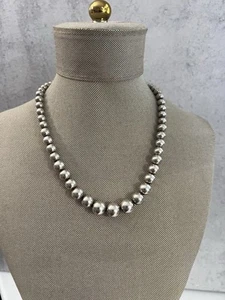 Tiffany & Co. Sterling Silver 925 Graduated Bead Ball Hardwear Necklace 16" - Picture 1 of 9