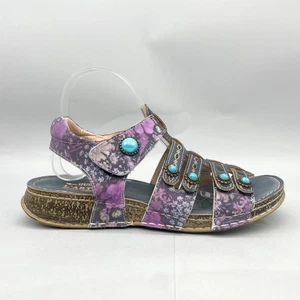 LArtiste Spring Step Damen 41 10 Fire Opal Sandalen Schuh lila Blumen Slingback - Bild 1 von 12