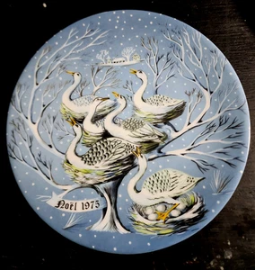 Haviland Limoges 12 días de Navidad 81/2" 1975 Six Geese A Laying - Imagen 1 de 3