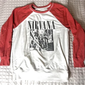 Nirvana Baseball Raglan Style Sweatshirt White Red Grunge Kurt Cobain Adult's S - Imagen 1 de 8