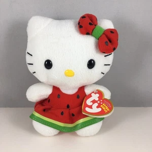 *NMT Ty Beanie Baby - HELLO KITTY Watermelon 6" NEW Plush Stuffed Animal Toy - Picture 1 of 5
