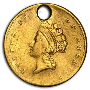 $1 Indian Head Gold Dollar Type 2 (Damaged) - Picture 1 of 4
