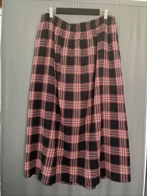 Maxi Falda Larga de Algodón Jill Talla Grande Roja Negra A Cuadros Preppy Academia Vacaciones Foto 1 de 4