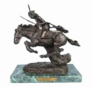 FREDERIC REMINGTON "THE CHEYENNE" 9" Bronzeskulptur Repro auf Marmorsockel - Bild 1 von 14