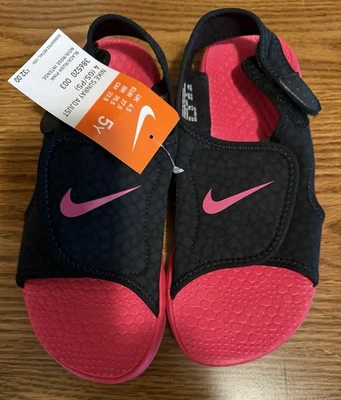 Girl’s Nike Sunray Adjustable Sandals Black And Pink Size Youth 5 - Image 1 of 3