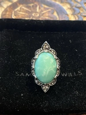 SAMANTHA WILLS DANCE AT DUSK RING JADE IN SILVER WITH CHRYSOPRASE & CRYSTALS -6 Foto 1 de 4