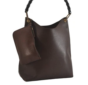 Autentica GUCCI borsa a tracolla vintage in bambù a mano pelle marrone 0282N - Foto 1 di 10