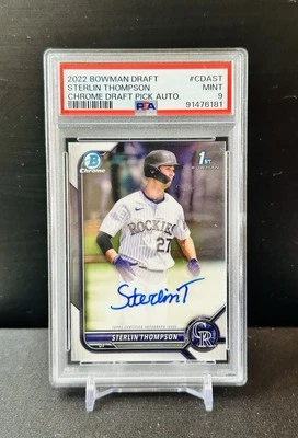 2022 1st Bowman Chrome # CDA-ST Sterlin Thompson Auto PSA 9 MINT - Image 1 of 2