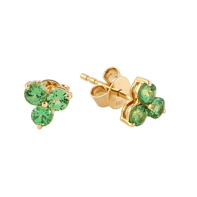 Aretes de oro amarillo de 18 quilates tsavorita verde para mujer joyas de piedras preciosas finas regalo Foto 1 de 4
