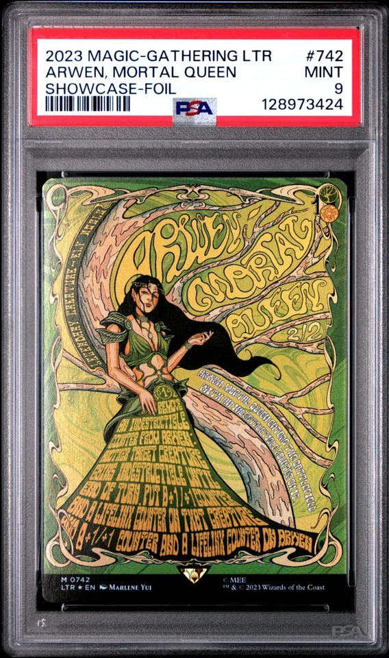 PSA 9 MAGIC-GATHERING LTR ARWEN, MORTAL QUEEN POSTER SHOWCASE-FOIL 742 - Image 1 of 2