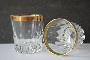 1x Whisky Glas " Ritz " Hand Cut Crystal Gold Rim Whiskybecher Truevintage - Picture 1 of 12