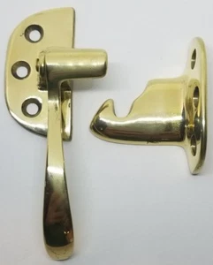 LEFT HAND SOLID BRASS Ice Box Latch 3/8" Off Set antique vintage retro solid han - Picture 1 of 10