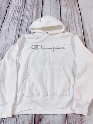 Sudadera con Capucha Champion Tejido Inverso Blanca Talla XLarge Logo Plateado Nueva con Etiquetas (B1) Foto 1 de 4