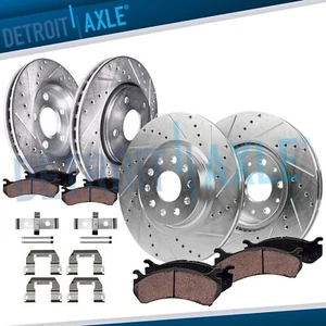 8pc Front Rear Drilled Brake Rotors Brake Pads for 2016 - 2019 Chevrolet Camaro - Foto 1 di 8