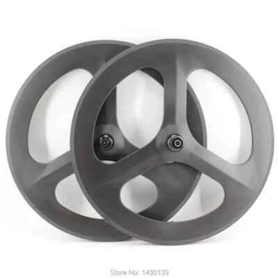 1 par 700C 3 radios carretera pista engranaje fijo bicicleta juego de ruedas de carbono cubierta tubular Foto 1 de 4