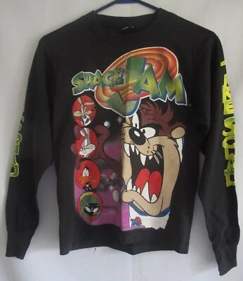 Rare VTG Space Jam Taz Tune Squad 1996 Film Promo T Shirt 90s Size L Youth Black - Image 1 of 4