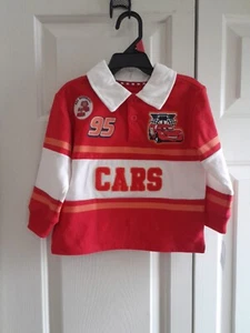 Disney Pixar Toddler Boys Red Cars Collar Long Sleeve Shirt Size 2T New - Picture 1 of 6