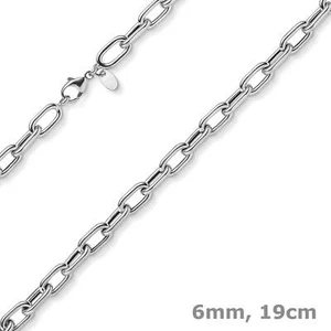 6mm Anker-Weit-Rechteck Armband Armkette Armschmuck 585 Gold Weißgold 19cm - Picture 1 of 2