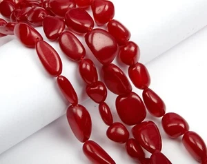 Rare Red Onyx Smooth Tumble Shape 13 Inch Strand 10x14-11x17 MM Gemstone Beads - Picture 1 of 5