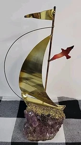 Mid Century Modern Sailboat on Amethyst Vintage Nautical - Picture 1 of 17