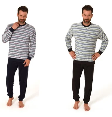 Neu Herren/Männer Frottee Schlafanzug/PYJAMA Grau/Schwarz Baumwolle Bund 3203 - Bild 1 von 4