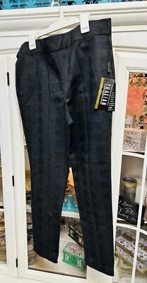 (V261) Pantalones elásticos a cuadros Thalian gris y negro talla 10 nuevos sin etiquetas Foto 1 de 3