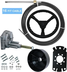 16 Feet Boat Rotary Steering System Outboard Kit SS13716 Marine With 13.5" Wheel - Picture 1 of 8