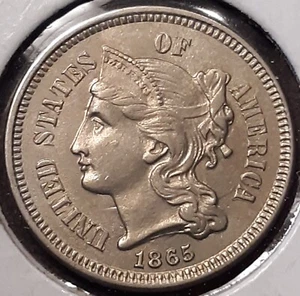 1865 3-Cent Nickel (BU63 Condition) - Picture 1 of 6