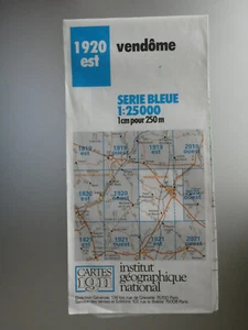 carte IGN bleue 1/25000 1920 est vendome  edition 2   1990 - Imagen 1 de 1