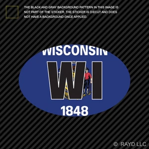 Wisconsin State Flag Oval Sticker Die Cut Decal V2 WI - Foto 1 di 1