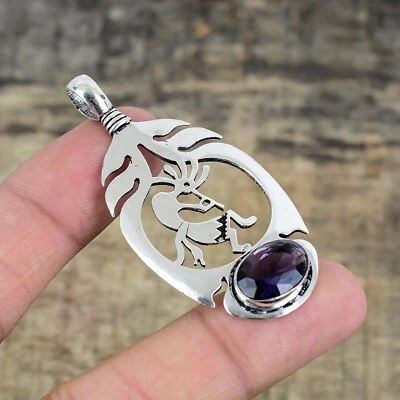 Ametista Fatto a Mano 925 Argento Sterling Ciondolo Gioielli Per Anniversario - Immagine 1 di 4