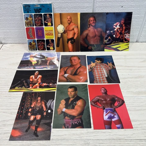 1991 WWF Stickers Pack (4 Sheets) & 10 WcW/nWo Superstars 1998 Panini postcards Cover