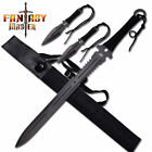New Fantasy Master Serrated Long Sword with Two Throwing Knives Anime Blade