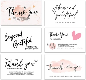 300PCS Thank You for Supporting My Business Cards, 6 Styles-2" X 3.5" Small Cust - Picture 1 of 12