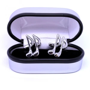 Musiknote Musiker Manschettenknöpfe IN Chrom Kiste - Bild 1 von 4