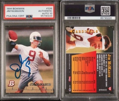 RARE Jim McMahon Signed Autograph 1994 Bowman Football Authentic PSA-DNA Auto 10 - Image 1 of 3