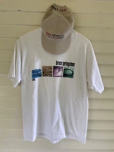 Vintage 1999 Bruce Springsteen Band tour T Shirt + HAT White Allsport Size L - Picture 1 of 12