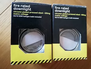 PAIR Fire Rated 90 mins, Swivel Directional Downlight, Chrome, 240V, with bulbs. - Picture 1 of 8