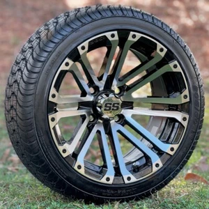 14" Lancer Machined Golf Cart Wheel & 205/30-14" DOT Low Profile Tire - Set of 4 - Picture 1 of 5
