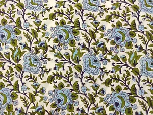 Floral Print 100% Cotton Fabric, Boho Dress Kurti Sofa Scarf Cushion Craft Cloth - Picture 1 of 5