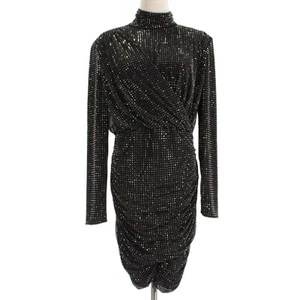 Jonathan Simkhai NWT Abrah Mock Neck Rhinestone Mini Dress Size Large in Black - Picture 1 of 10
