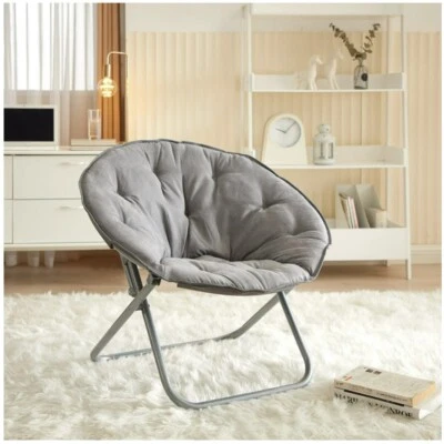 Mainstays Large Super Soft Microsuede 30" Saucer™ Chair, Gray - Image 1 of 4