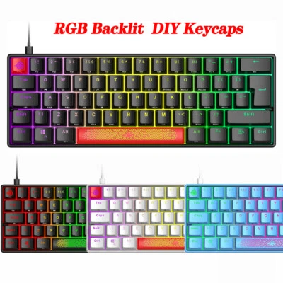 Wired Mechanical Gaming Keyboard RGB Backlit 61 DIY Keys for PC PS4 PS5 Xbox one - image 1 of 4