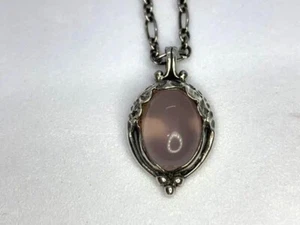 Georg Jensen Sterling Silver Pendant Necklace with Rose Quartz 2010 Denmark - Picture 1 of 10