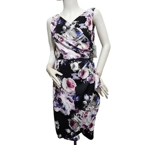 Alex Evenings Women's Size 8P Petite Slimming Ruched Embellished Dress Floral 06 - Picture 1 of 13